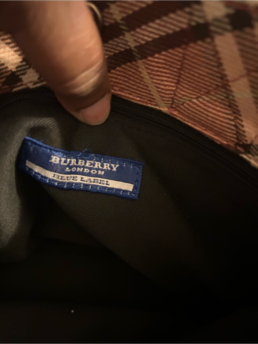 Burberry Blue Label Plaid Handbag with Pink and Brown Tones